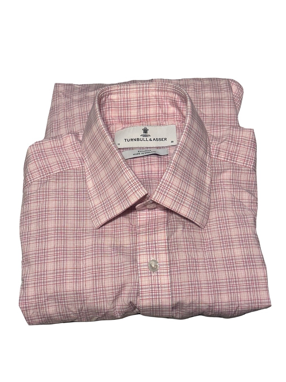 Turnbull & Asser Pink Check Dress Shirt T&A Collar 3-Button Cuffs